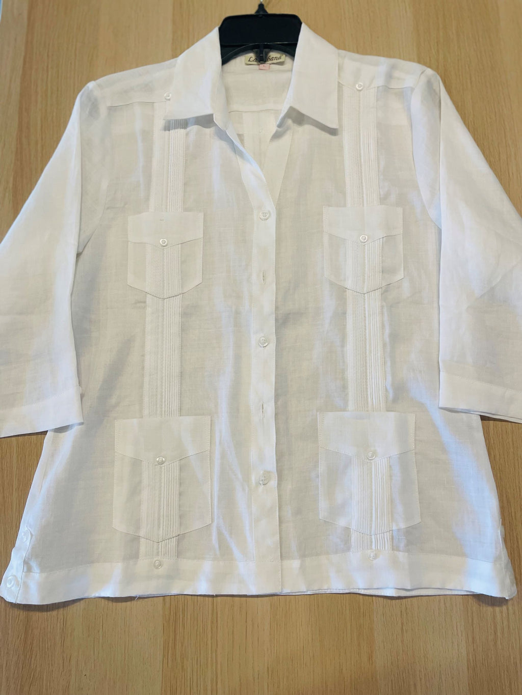 100% Linen Women's Long Sleeve Shirt, White