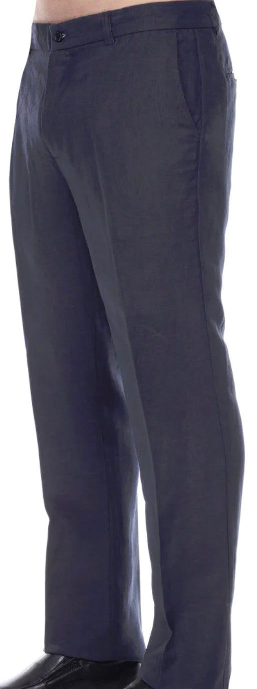 Bespoke Linen Pants, Navy Blue