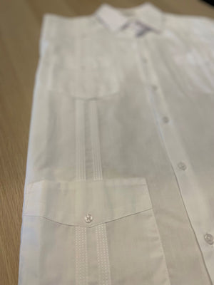 100% Linen Guayabera, Long Sleeve & Short Sleeve, White