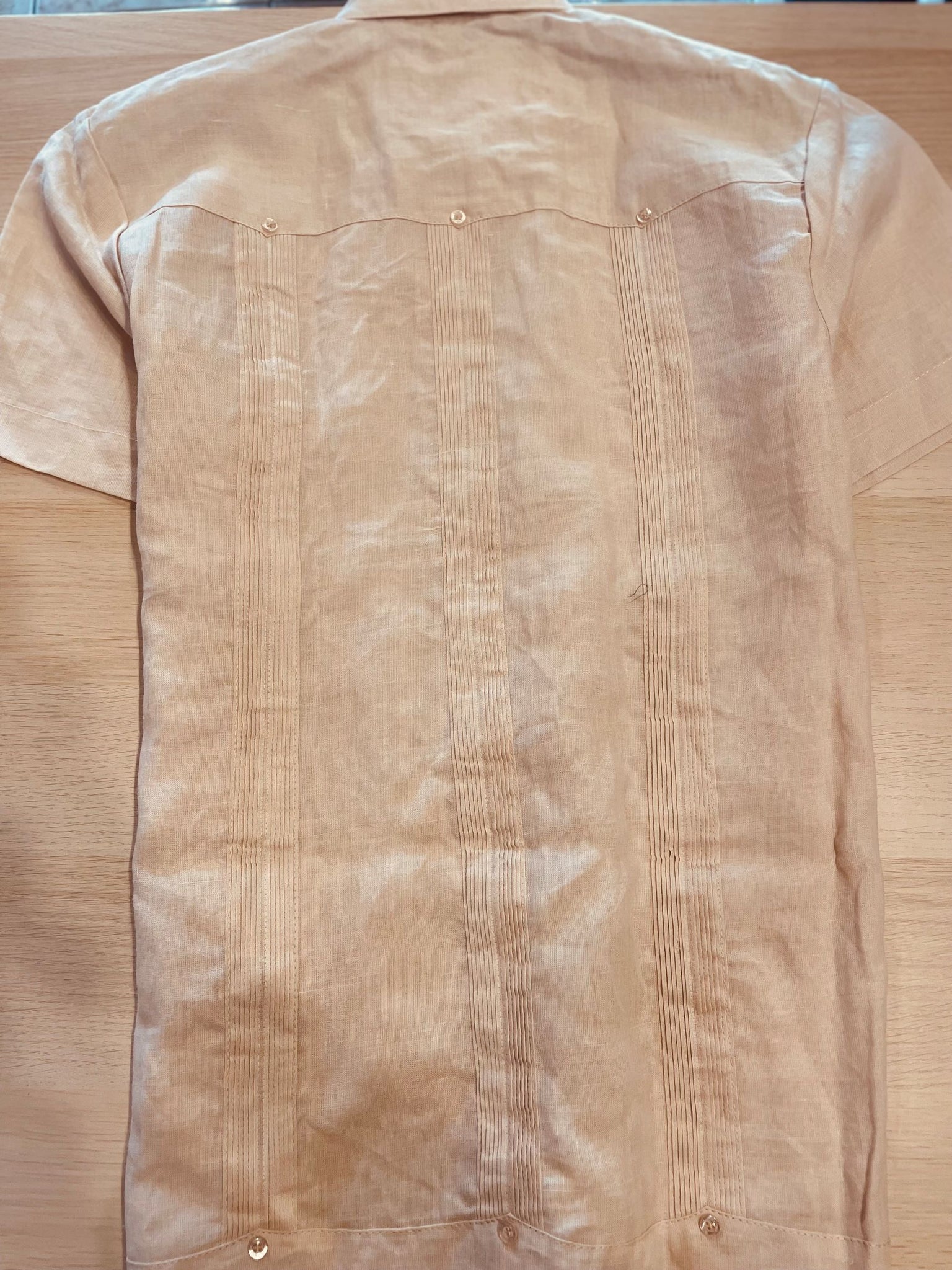 100% Linen Guayabera, Short and Long Sleeve, Beige