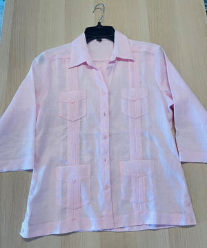 100% Linen Women's Long Sleeve Shirt, Pink