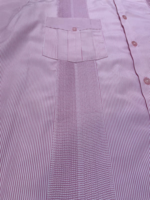 Pink Pinstripe Cotton Guayabera