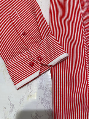 Red Big & Tall Striped Linen Guayabera