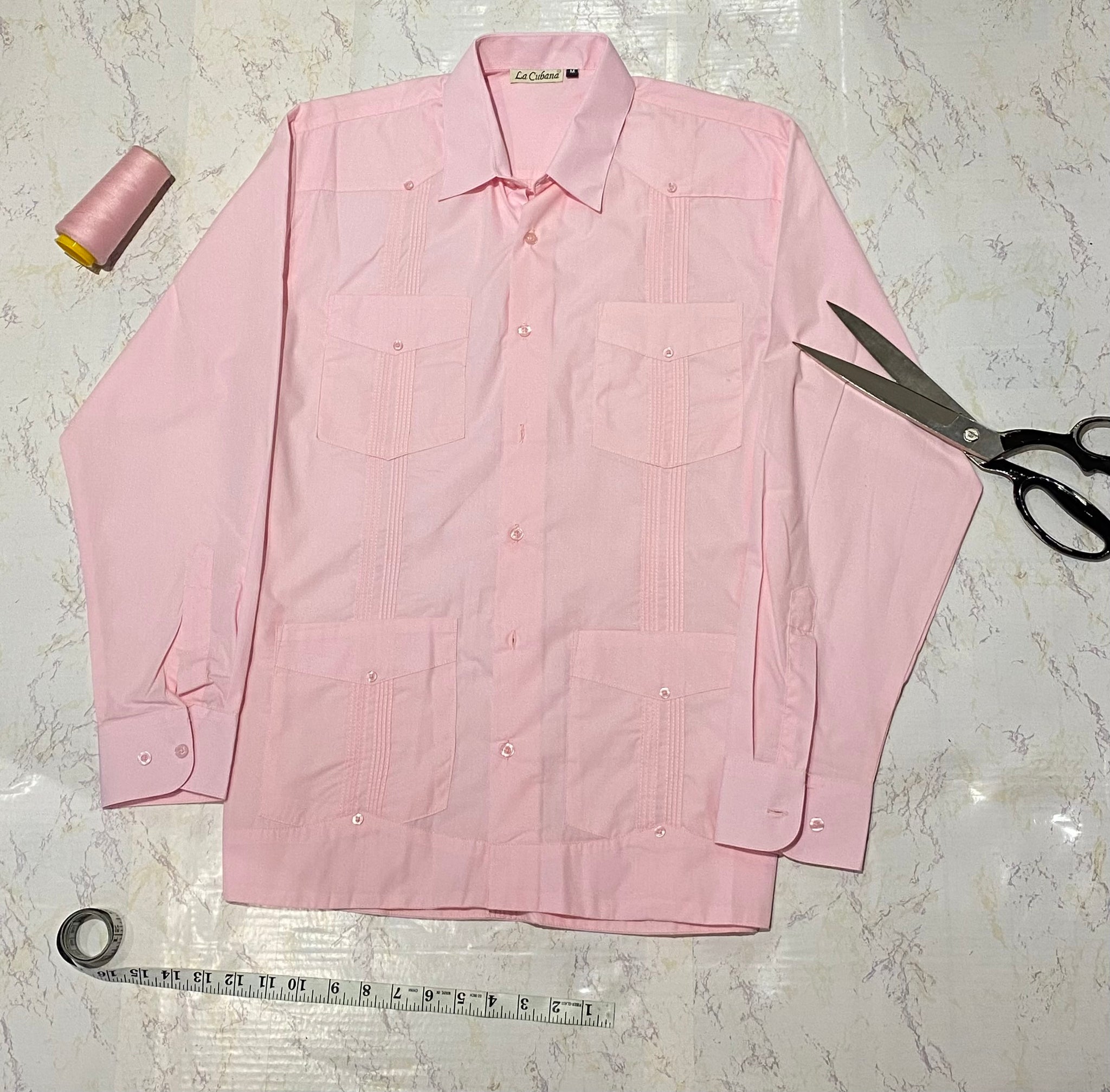 100% Linen Guayabera, Short Sleeve & Long Sleeve, Pink